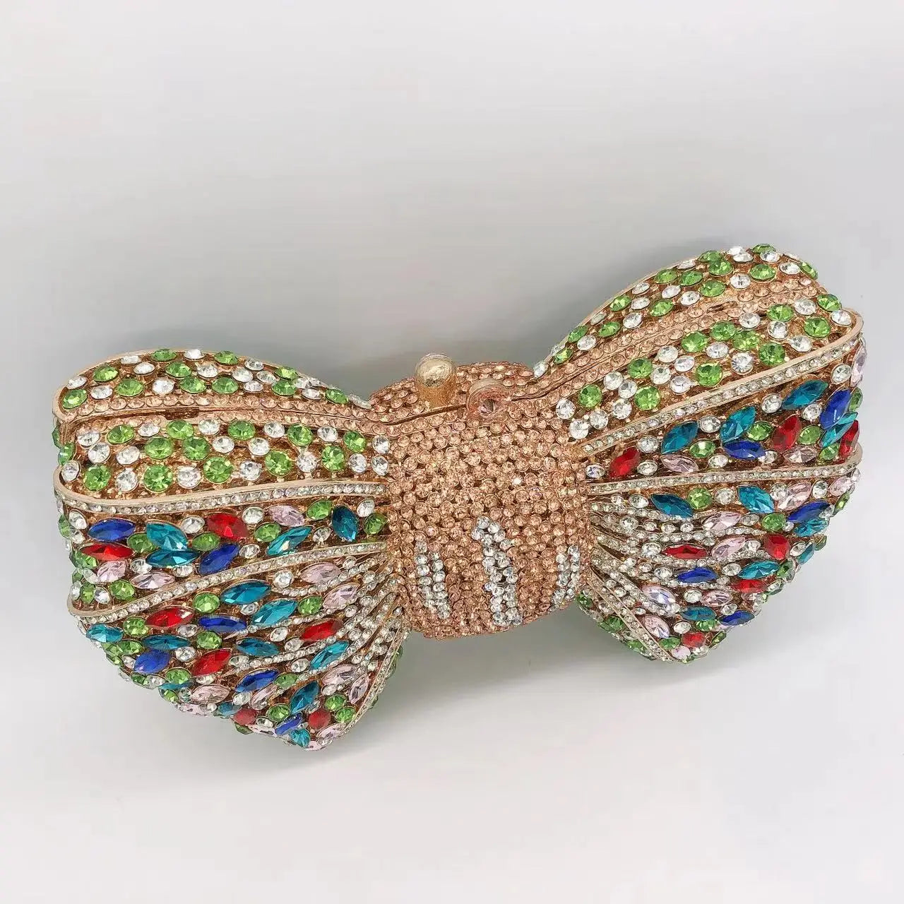 Women's Luxurious Jewel Embellished Bow Clutch Purse