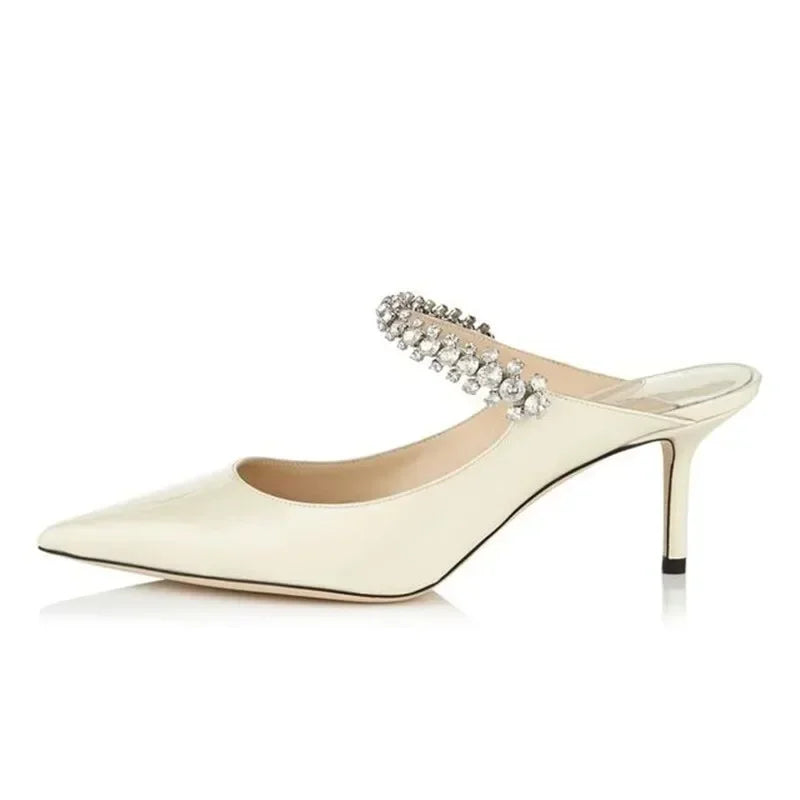 Sophisticated Rhinestone Pointed Toe Slip-in Heels