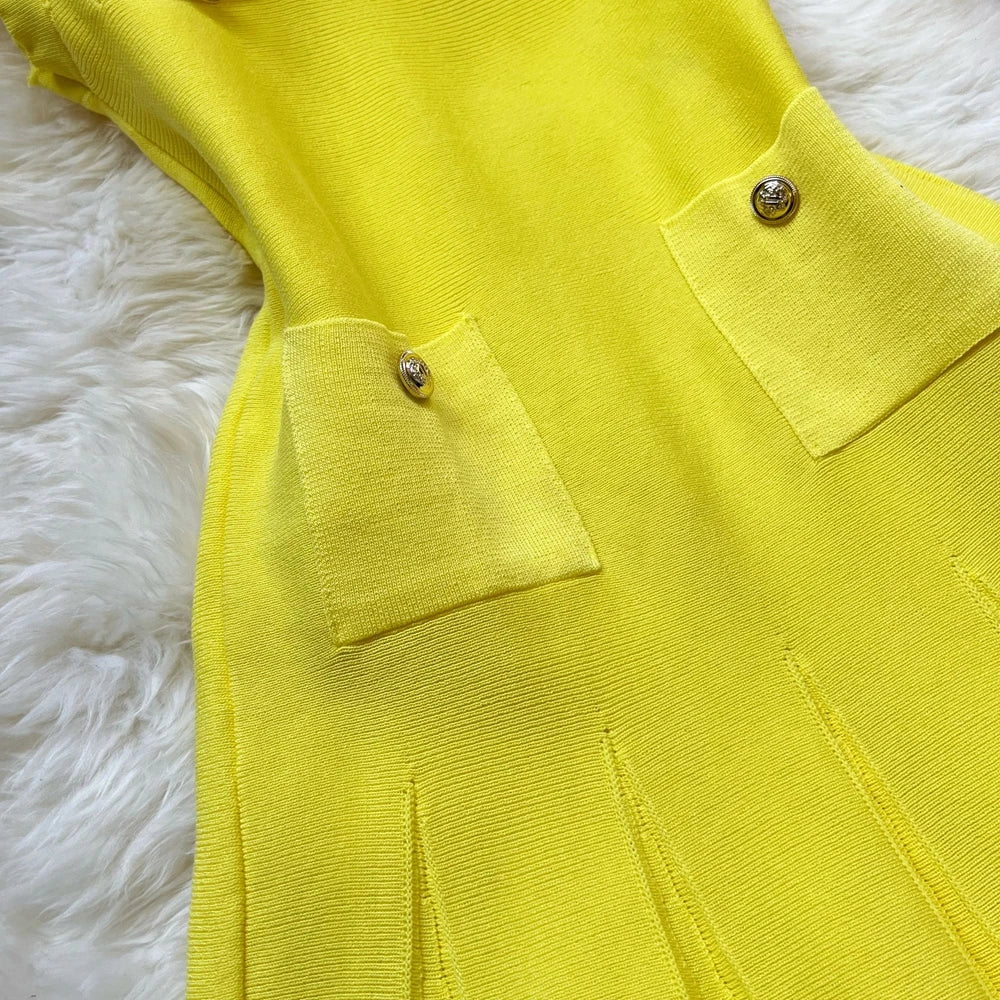Pleated Scoop Neckline Slim Waist A-line Dress