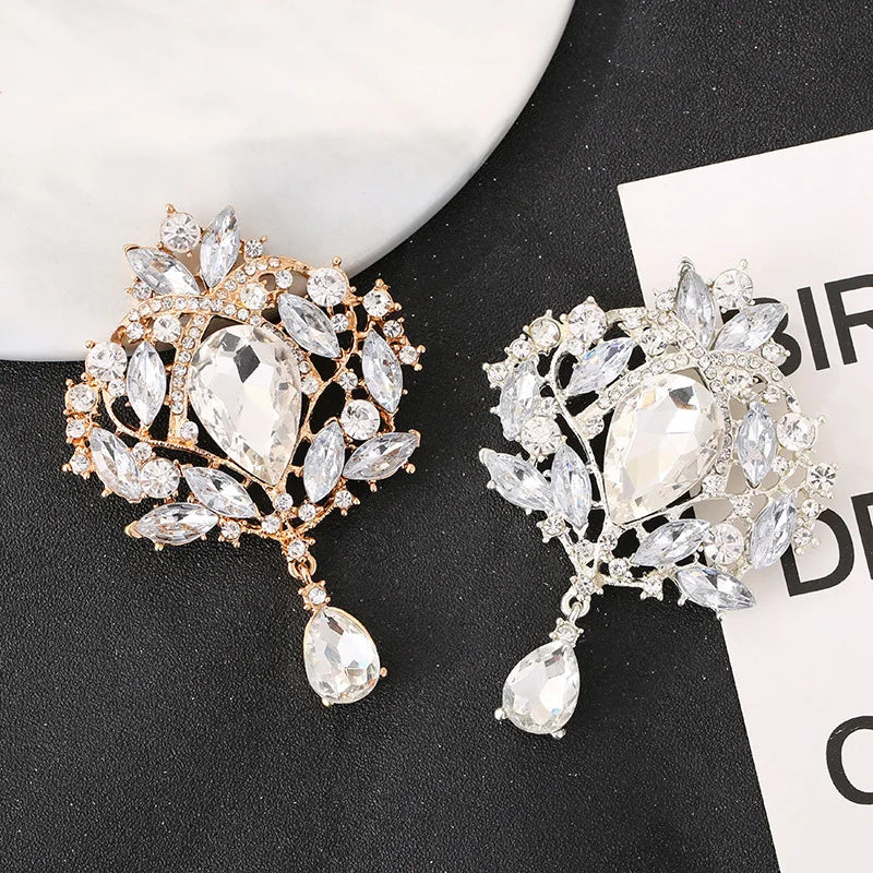 Luxury Rhinestone Designer Crystal Brooch Pin For Women