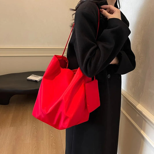 Bold and Chic Red Versatile Tote Shoulder Bag