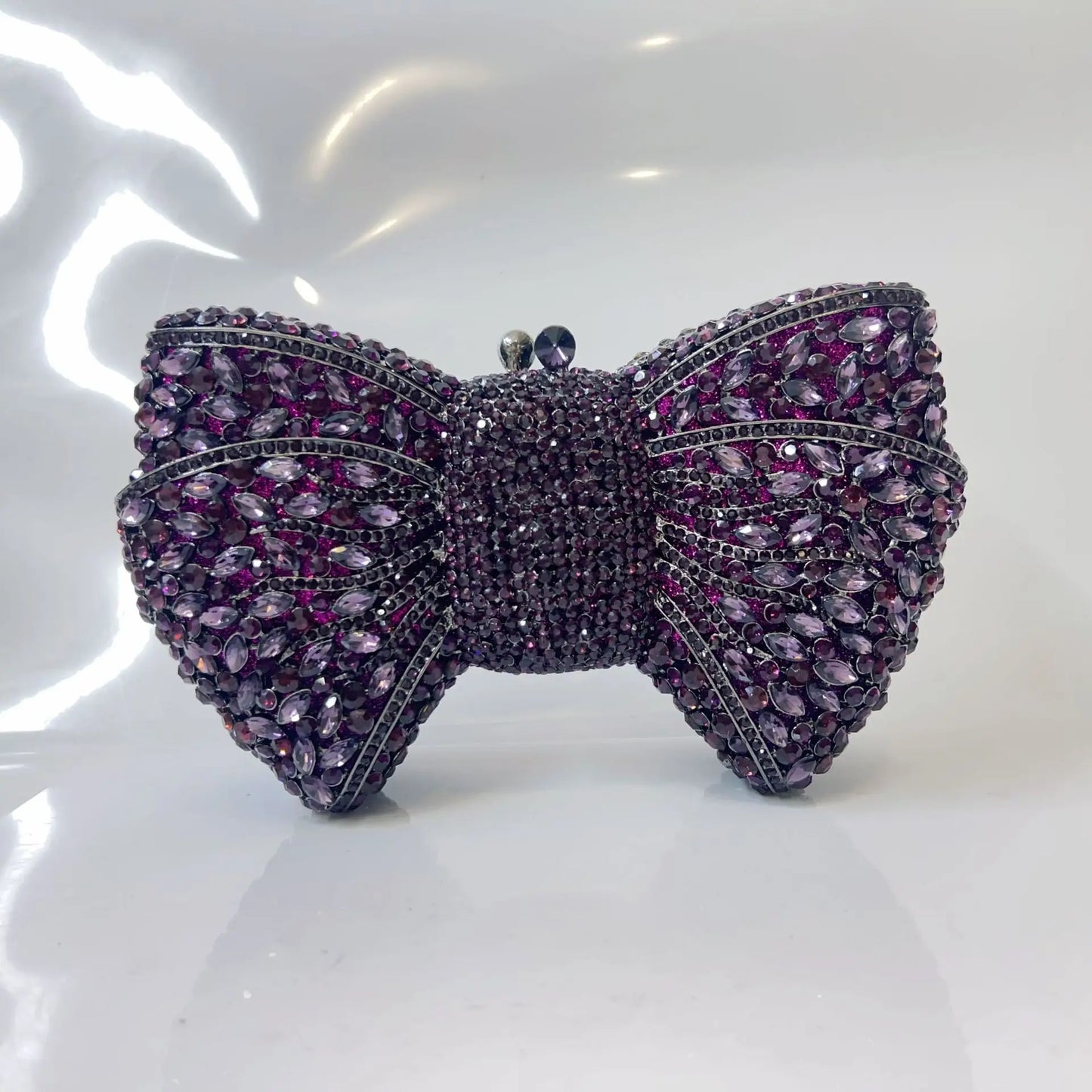 Women's Luxurious Jewel Embellished Bow Clutch Purse