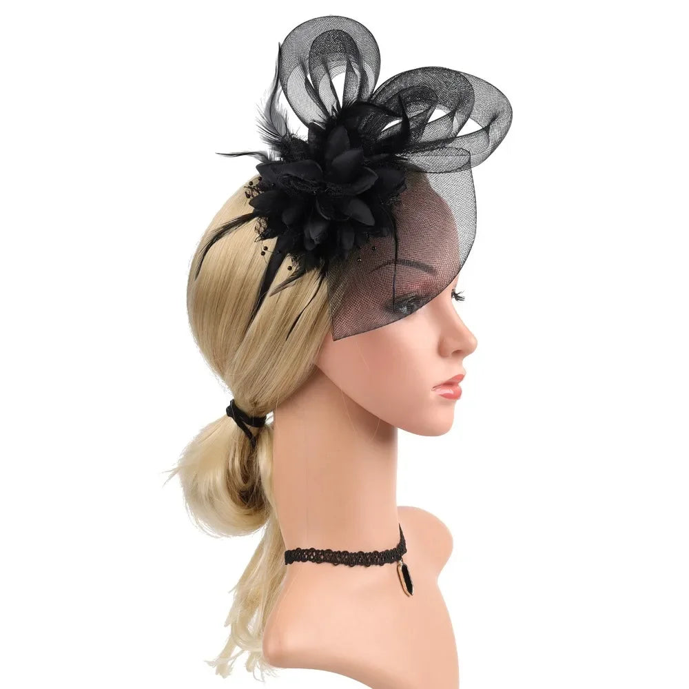 Floral Small Top Hat Headband with Ear Clips