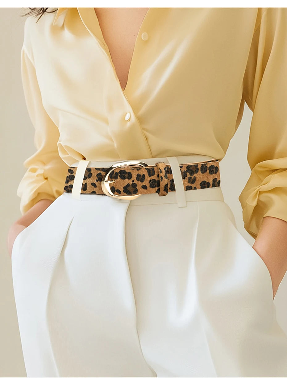 Women's Gold Leopard Irregular Pin Buckle Belt