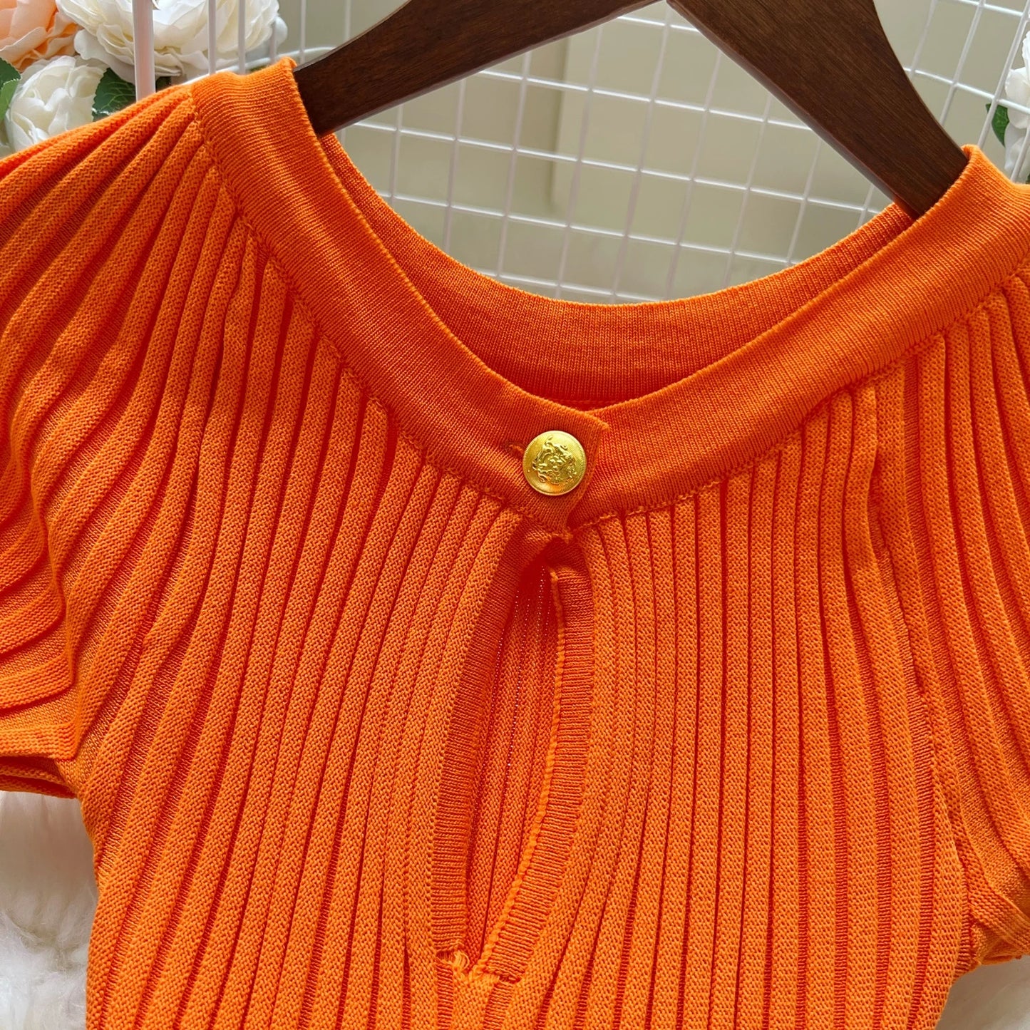 Slim Waist A-line Knitted Dress