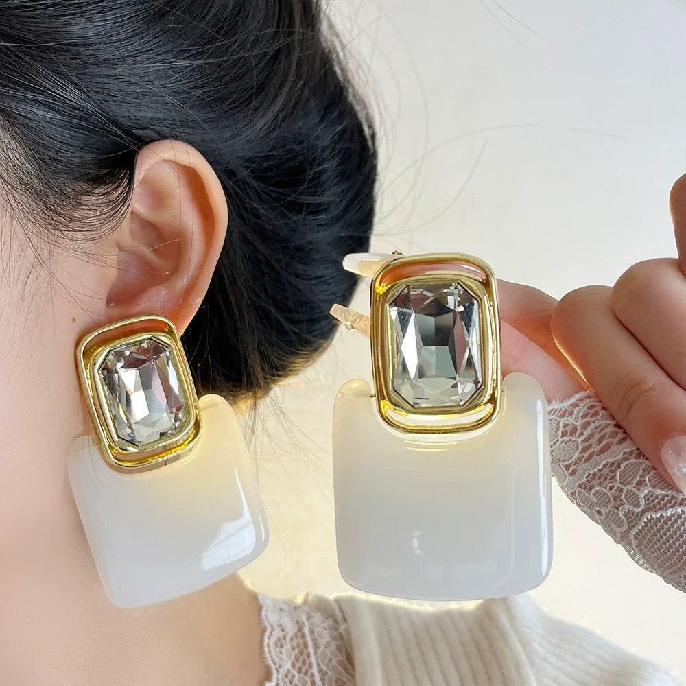Retro Smooth Geometric Block Earrings