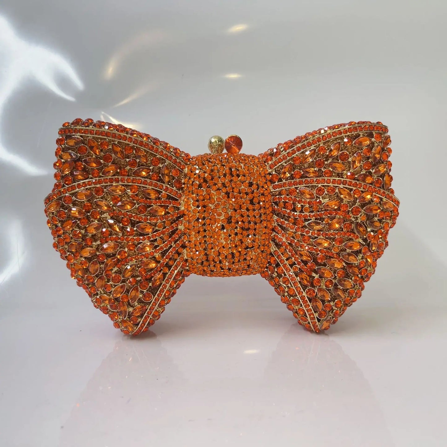 Women's Luxurious Jewel Embellished Bow Clutch Purse