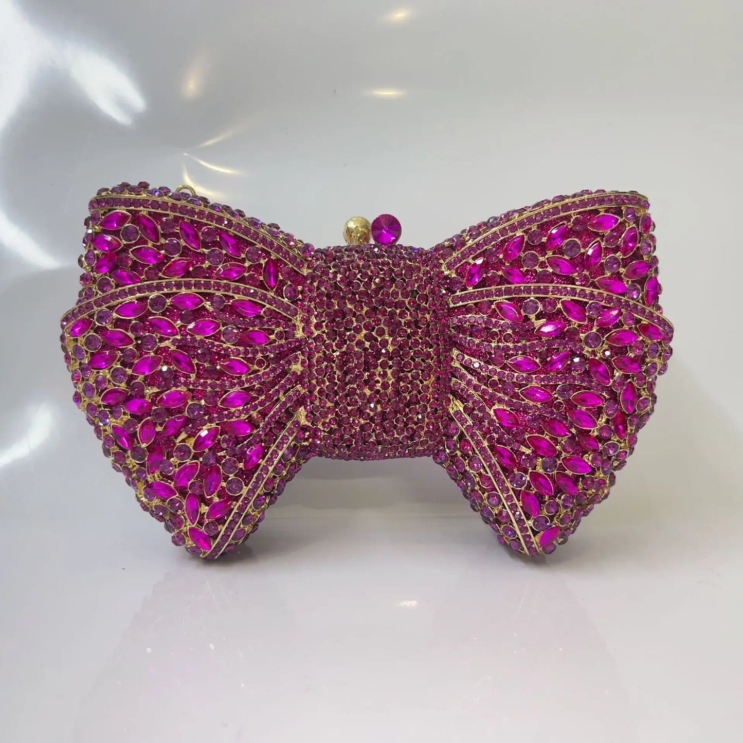 Women's Luxurious Jewel Embellished Bow Clutch Purse