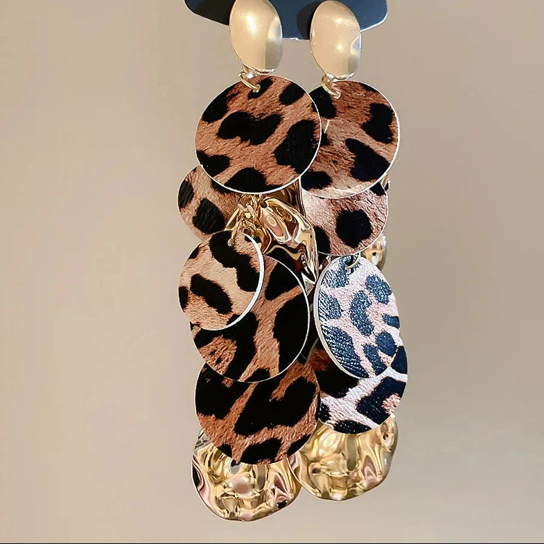 Women's Designer Leopard Long Tassel Dangle Earrings