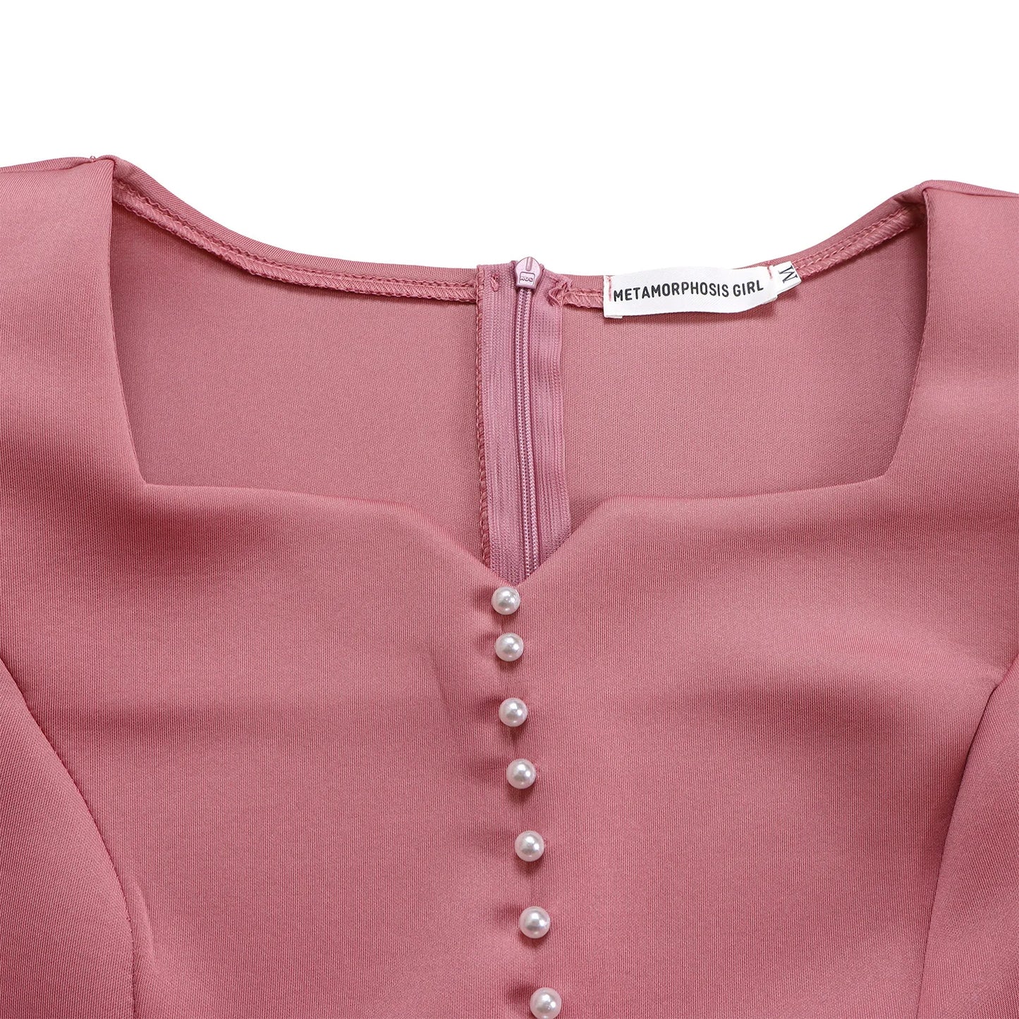 Designer Nail-Beaded Lotus Sleeve A-Line Dress