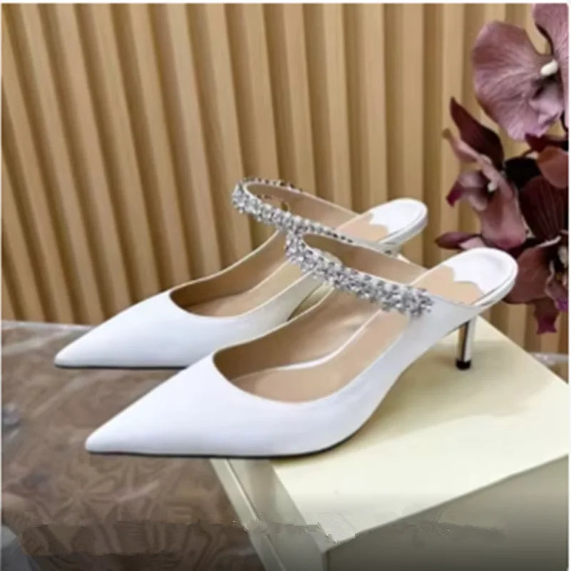 Sophisticated Rhinestone Pointed Toe Slip-in Heels