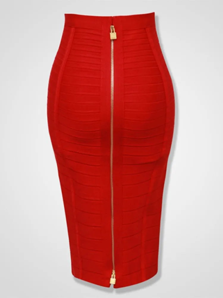 Sexy Solid Zipper Elastic BodyCon Pencil Skirts