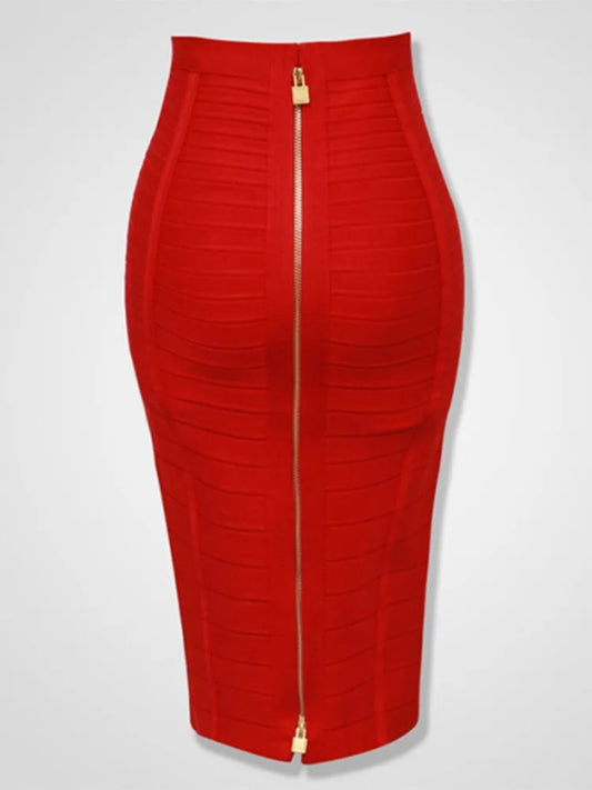 Sexy Solid Zipper Elastic BodyCon Pencil Skirts