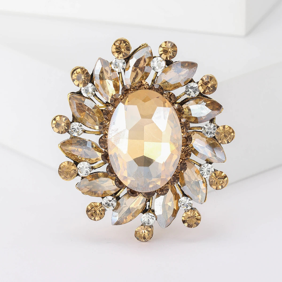 Colorful Rhinestone Flower Brooch for Women