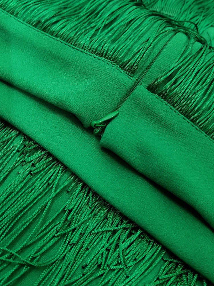 Women's Fringe Bodycon Tassel High Waist Stretch Midi Pencil Skirt