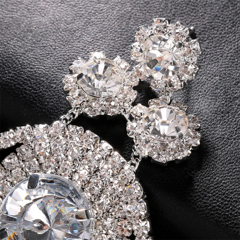 Women's Exaggerated Tassel Chandelier Rhinestone Earrings