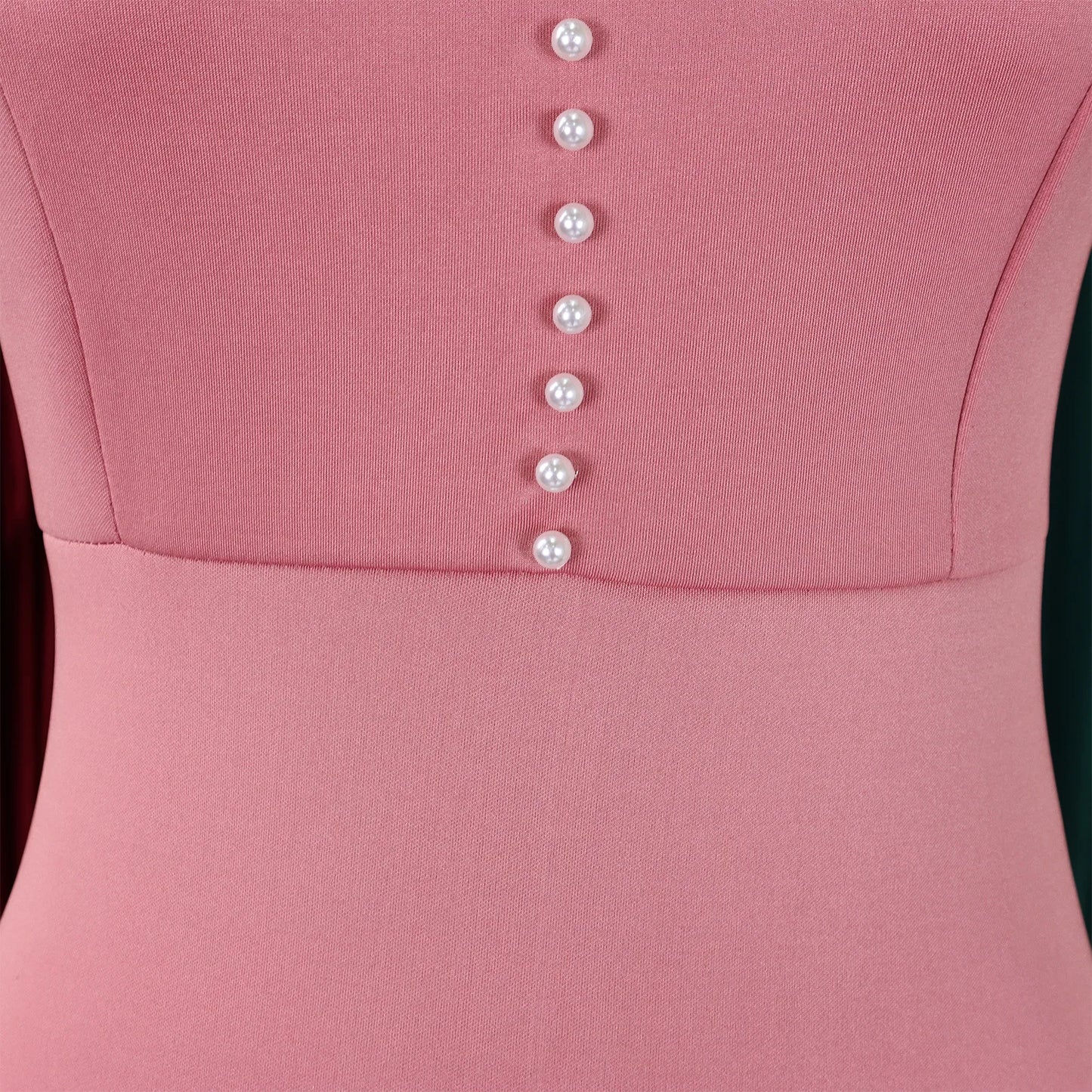 Designer Nail-Beaded Lotus Sleeve A-Line Dress
