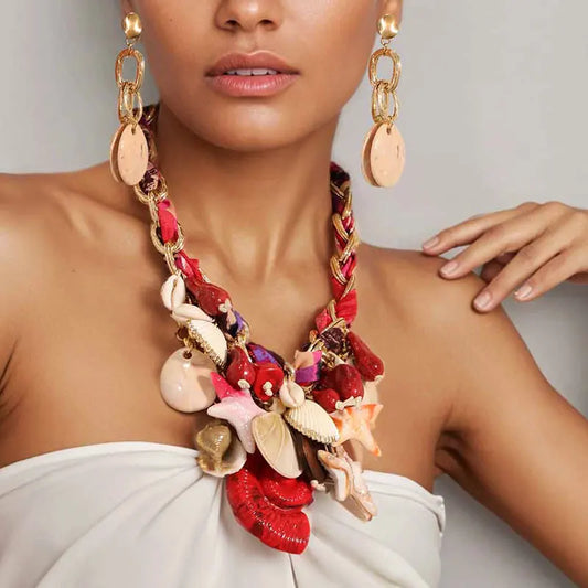 Trendy Vintage Stars & Sea Designer Earrings and Necklace Set