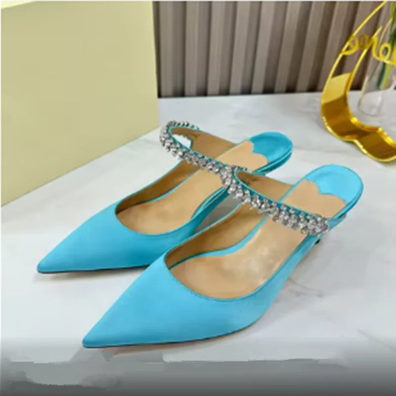 Sophisticated Rhinestone Pointed Toe Slip-in Heels