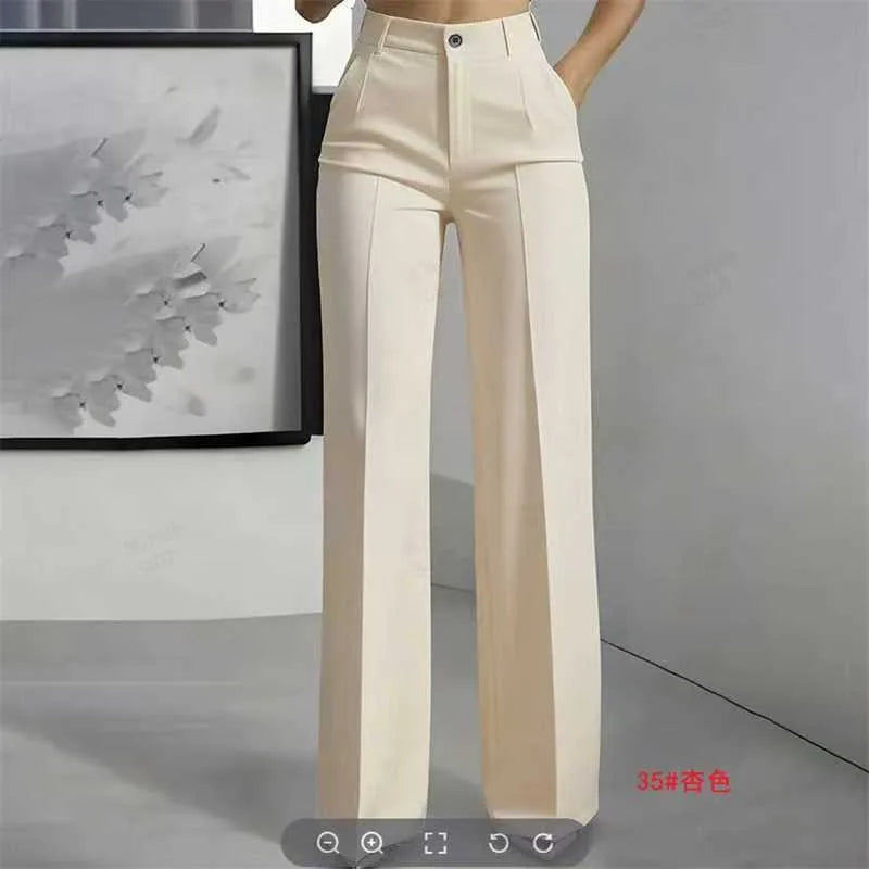 High Waist Pleated Straight Leg Pants For Women