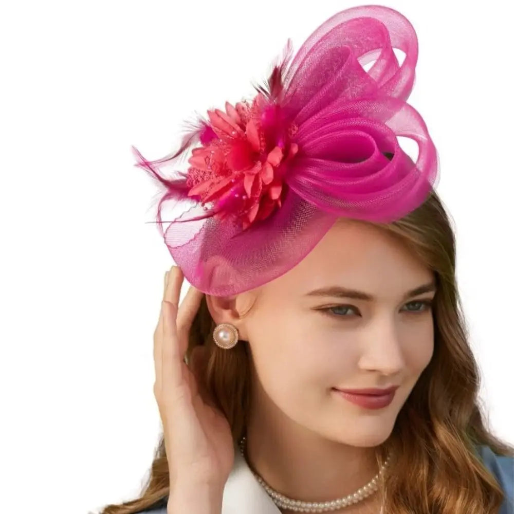 Floral Small Top Hat Headband with Ear Clips
