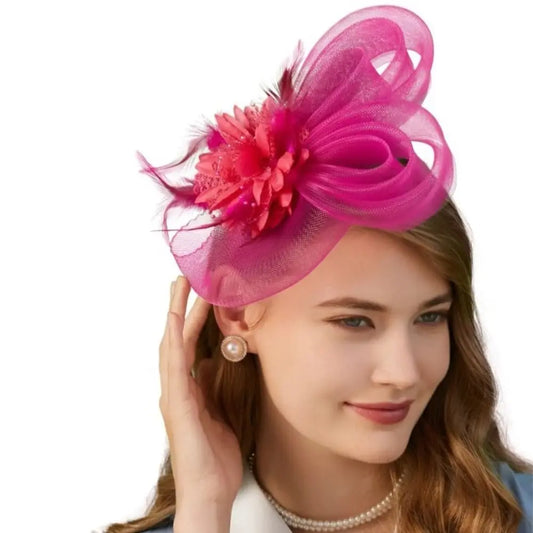 Floral Small Top Hat Headband with Ear Clips