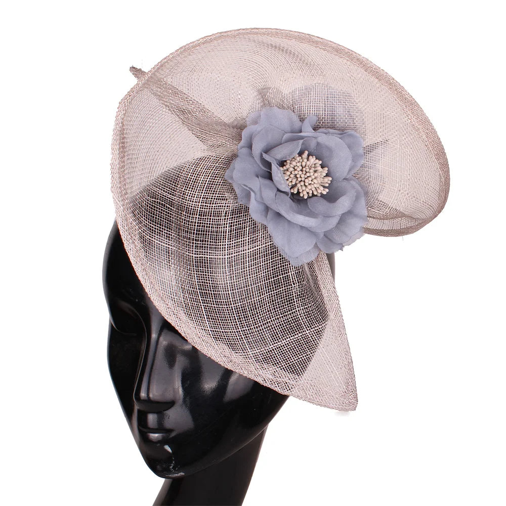 Women Flower Fedora Headpiece With Clips