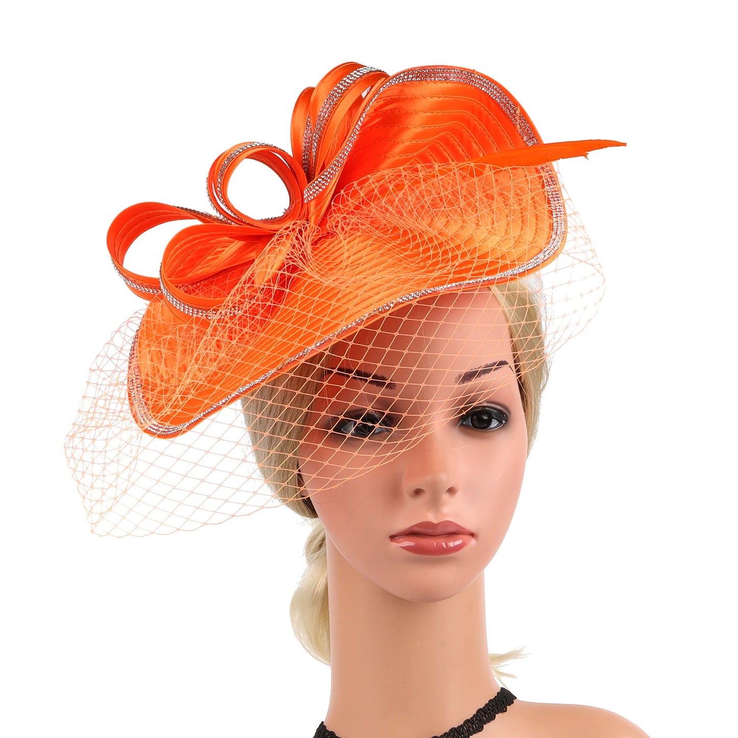 Elegant Women Derby Hats with Veil Headband