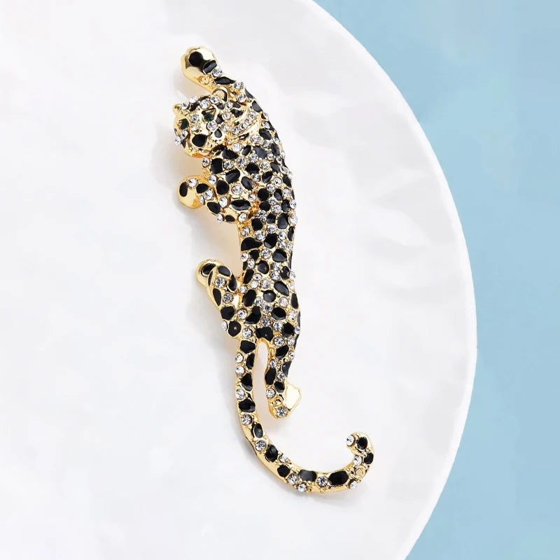 Climbing Leopard Brooch Pin