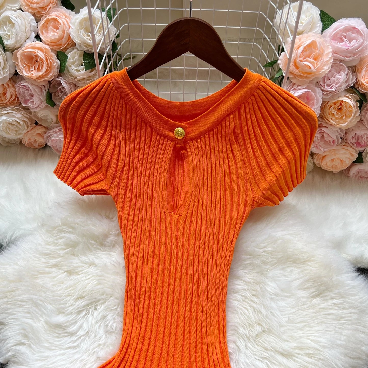 Slim Waist A-line Knitted Dress