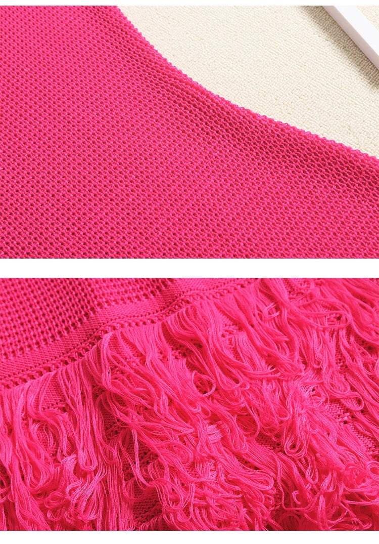 Sleeveless Designer Mini Tassel Knitted Dress