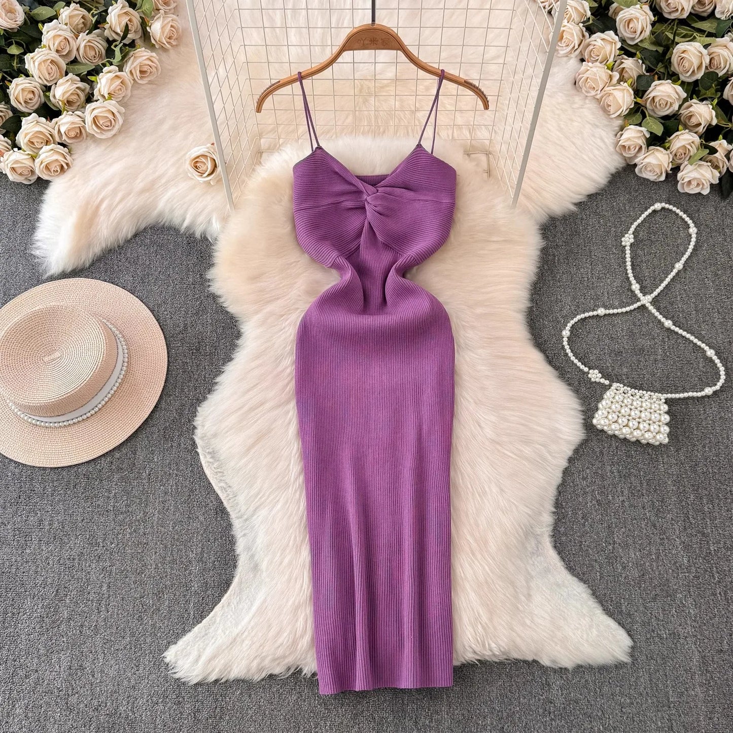 Knitting Knot Spaghetti Strap Camisole Dress