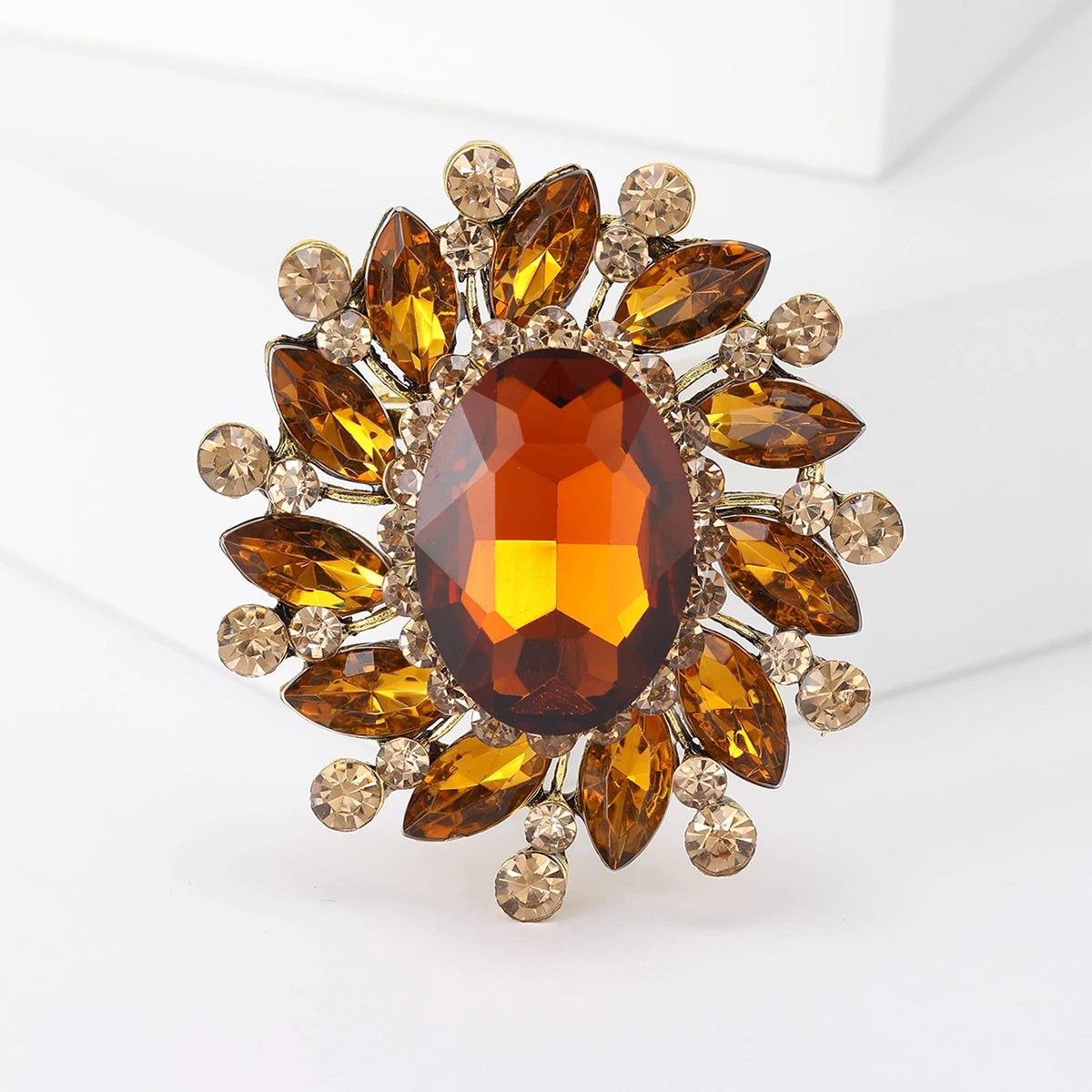 Colorful Rhinestone Flower Brooch for Women
