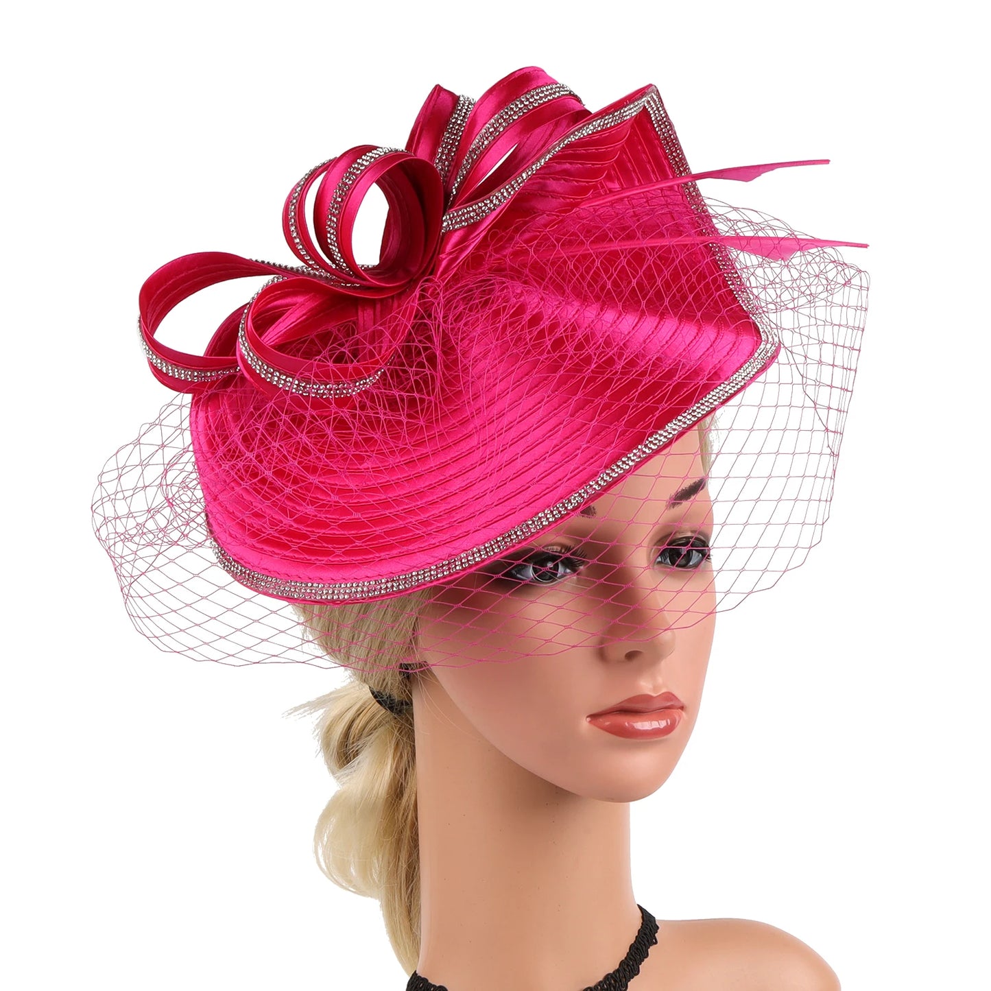 Elegant Women Derby Hats with Veil Headband