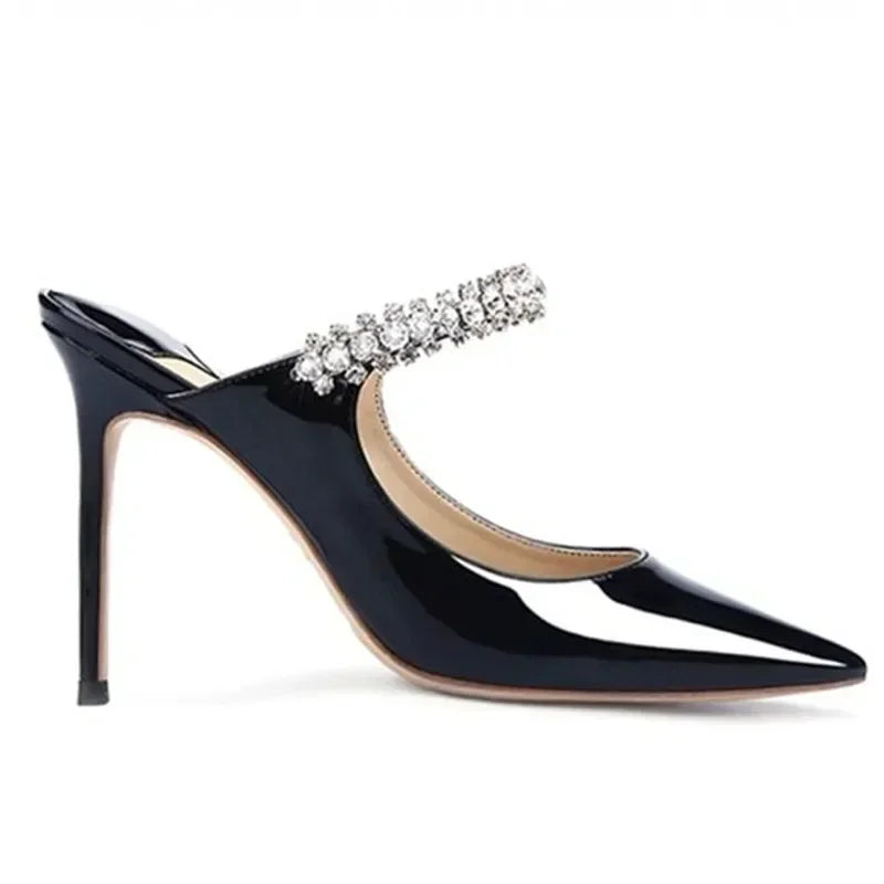 Sophisticated Rhinestone Pointed Toe Slip-in Heels
