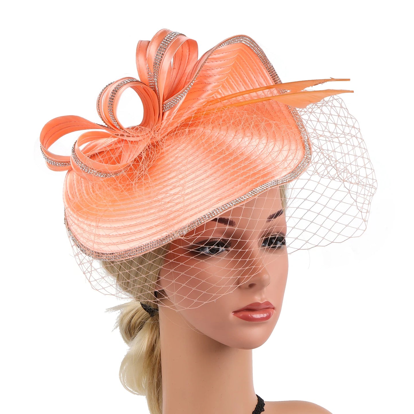Elegant Women Derby Hats with Veil Headband
