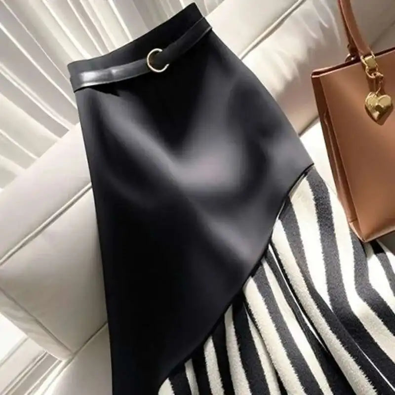 Irregular Designer Slim Waistband Striped Mermaid Skirt