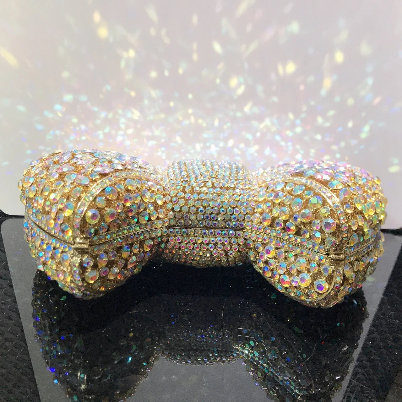 Women's Luxurious Jewel Embellished Bow Clutch Purse