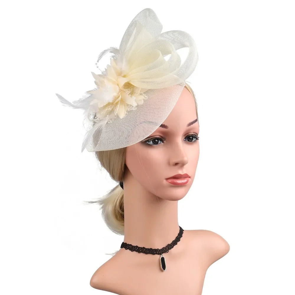 Floral Small Top Hat Headband with Ear Clips