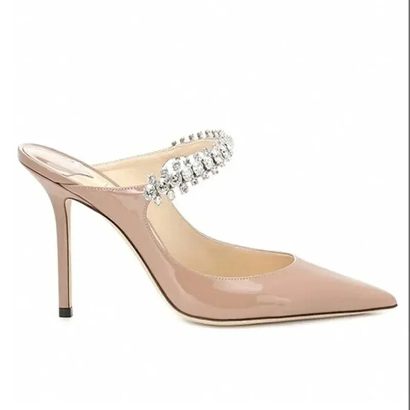 Sophisticated Rhinestone Pointed Toe Slip-in Heels