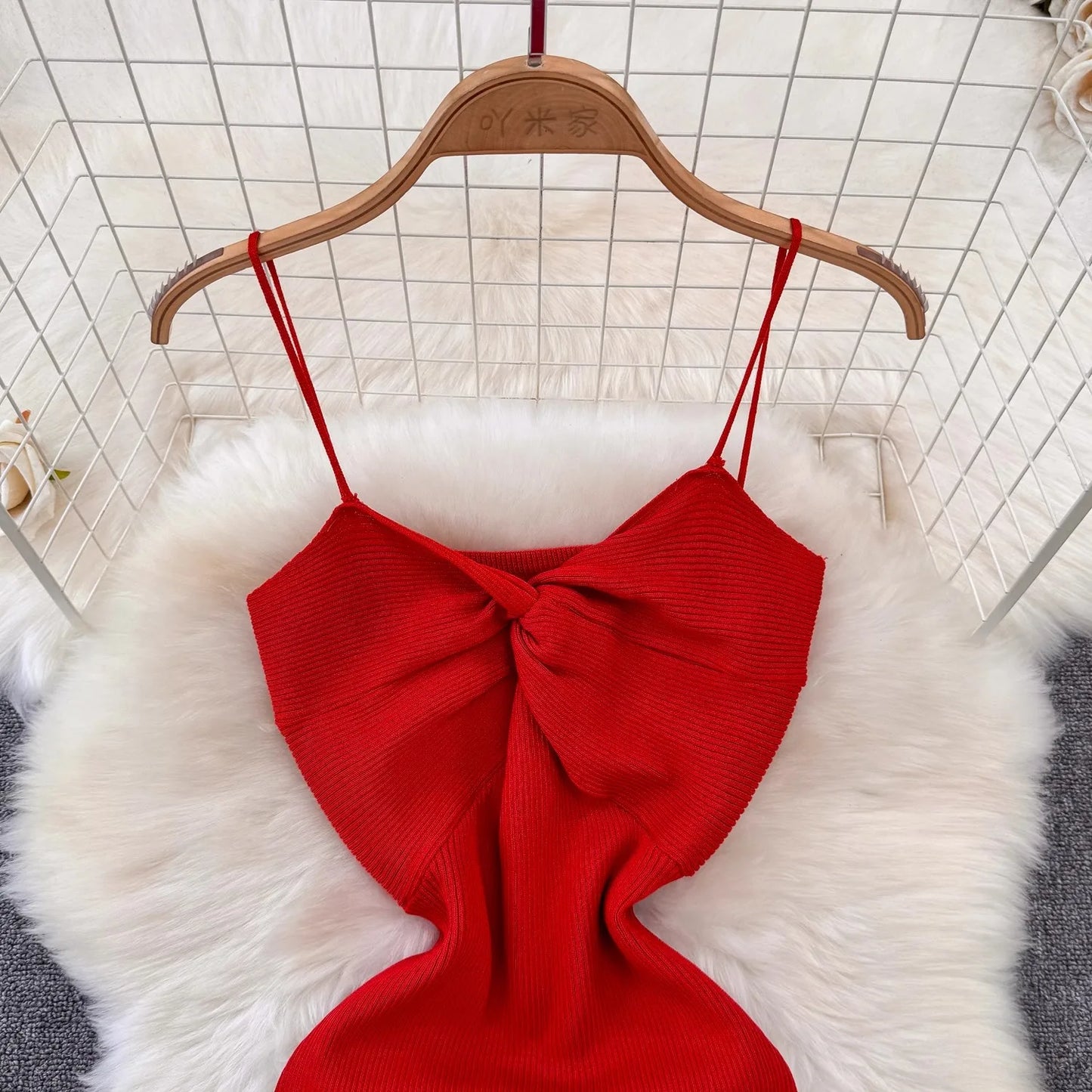 Knitting Knot Spaghetti Strap Camisole Dress