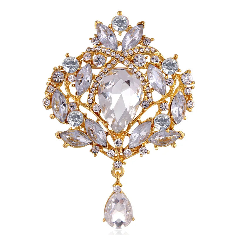 Luxury Rhinestone Designer Crystal Brooch Pin For Women