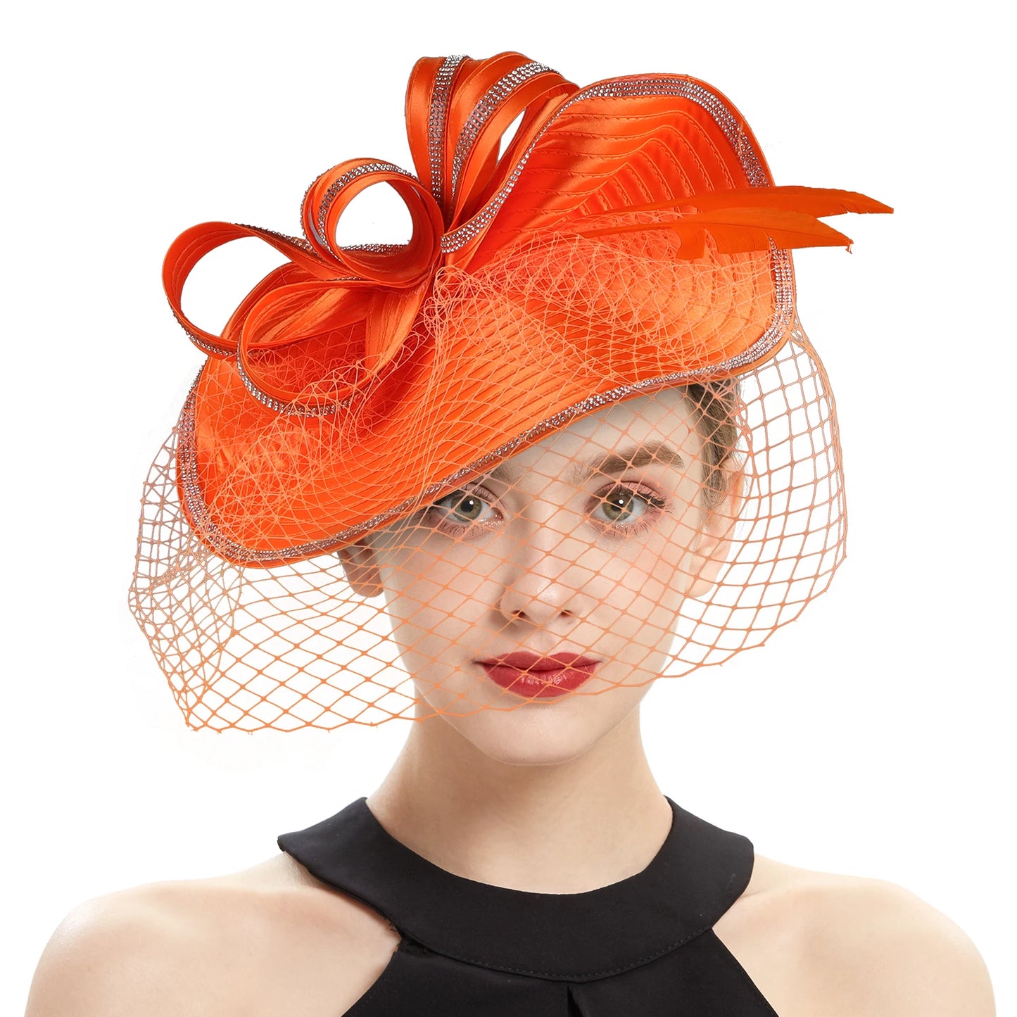 Elegant Women Derby Hats with Veil Headband
