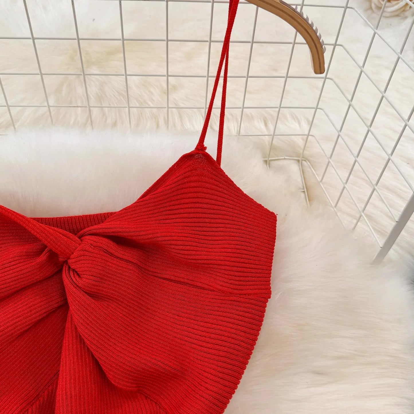Knitting Knot Spaghetti Strap Camisole Dress