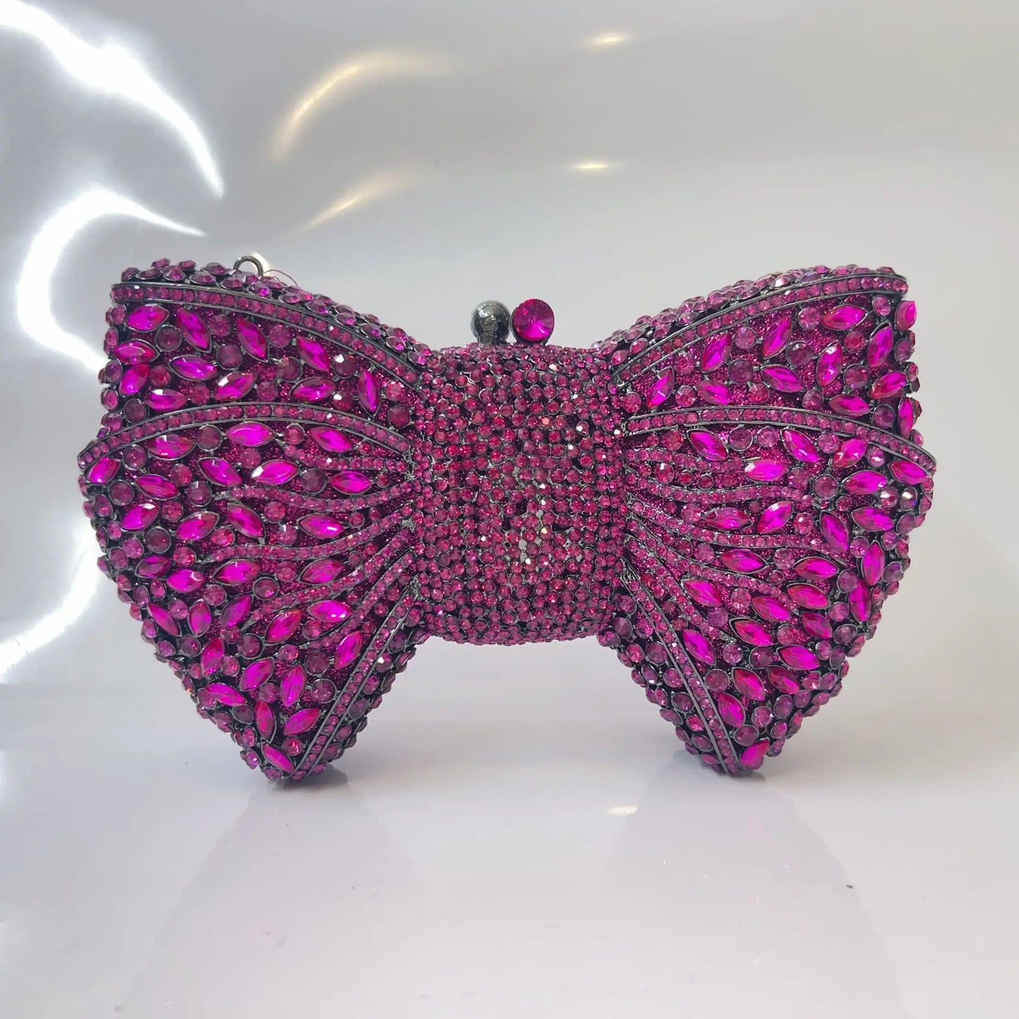 Women's Luxurious Jewel Embellished Bow Clutch Purse