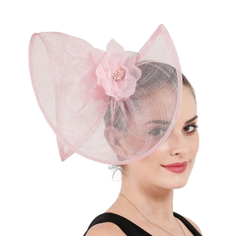 Women Flower Fedora Headpiece With Clips