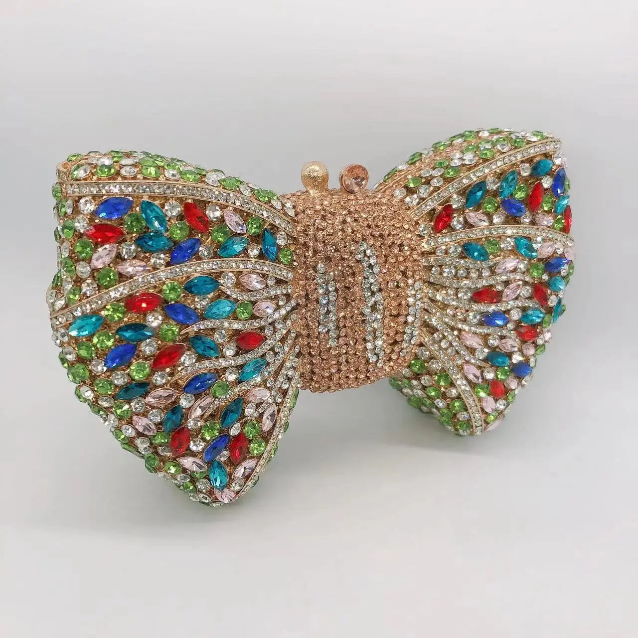 Women's Luxurious Jewel Embellished Bow Clutch Purse