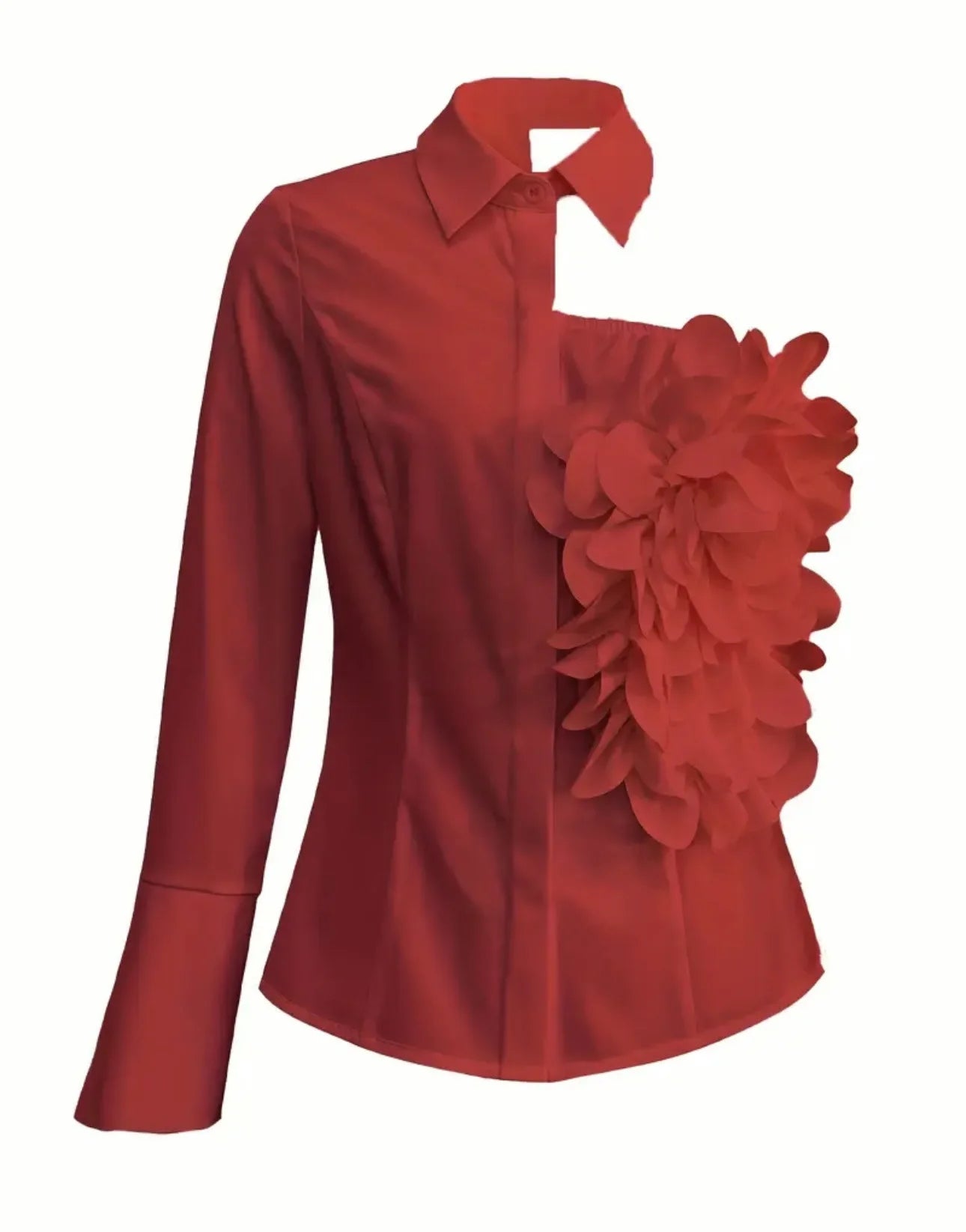 Floral Long Sleeve Lapel Collar Blouse