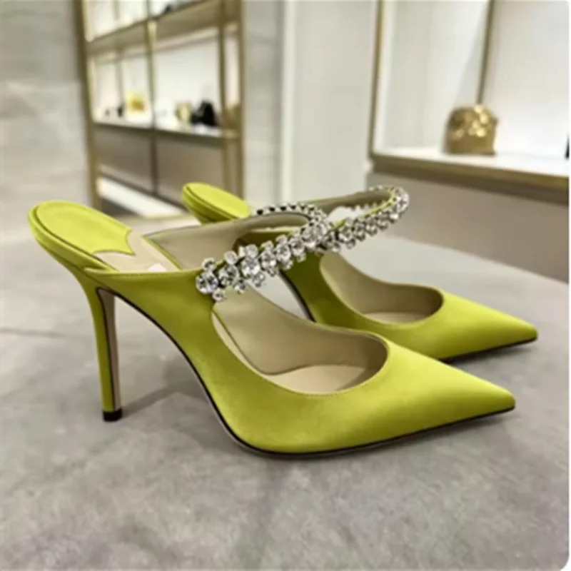 Sophisticated Rhinestone Pointed Toe Slip-in Heels
