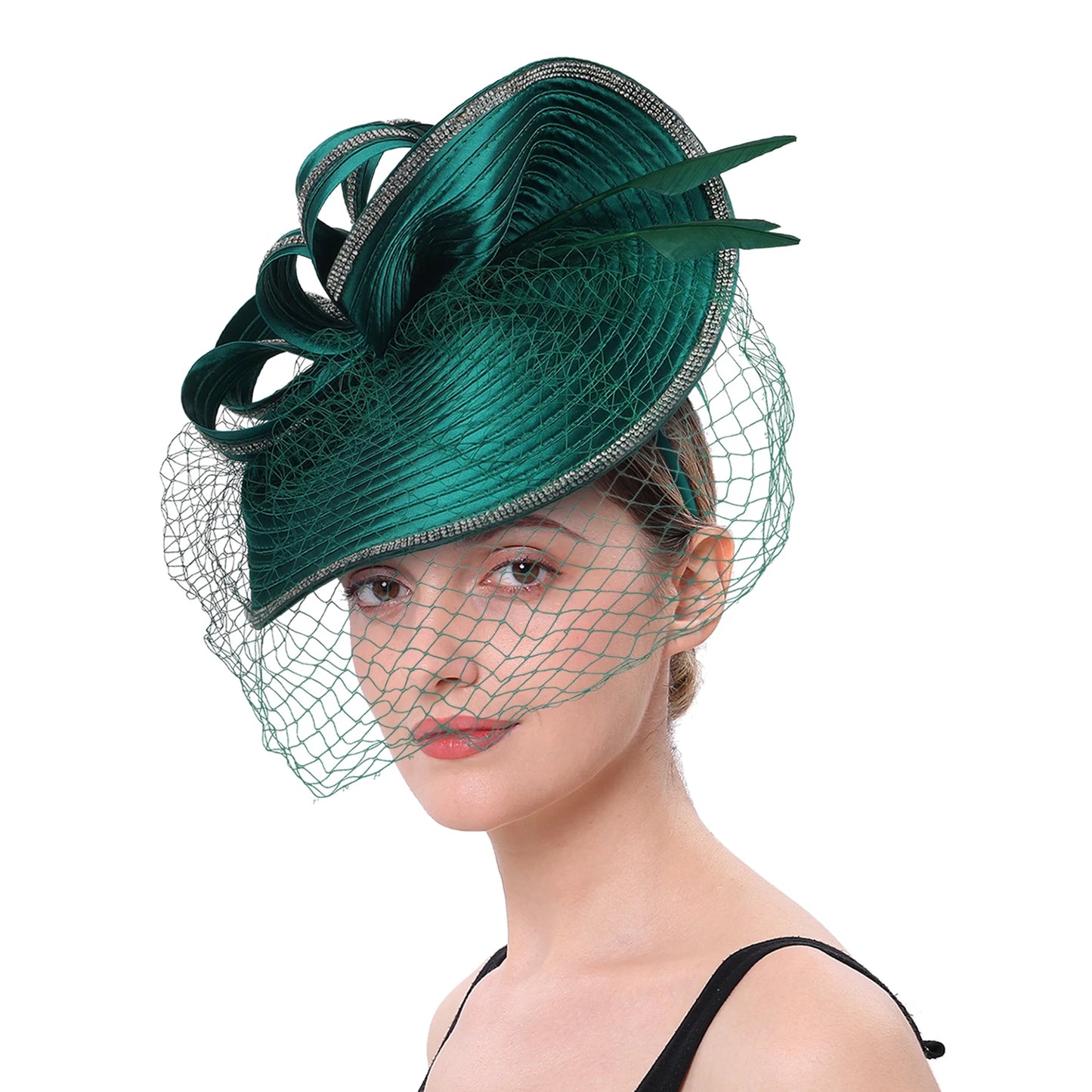 Elegant Women Derby Hats with Veil Headband